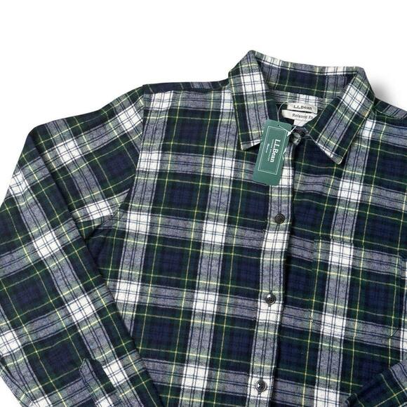NWT L.L. Bean Scotch Plaid Shirt Women’s Reg S Relaxed Gordon Green Cotton $99 - Picture 3 of 10